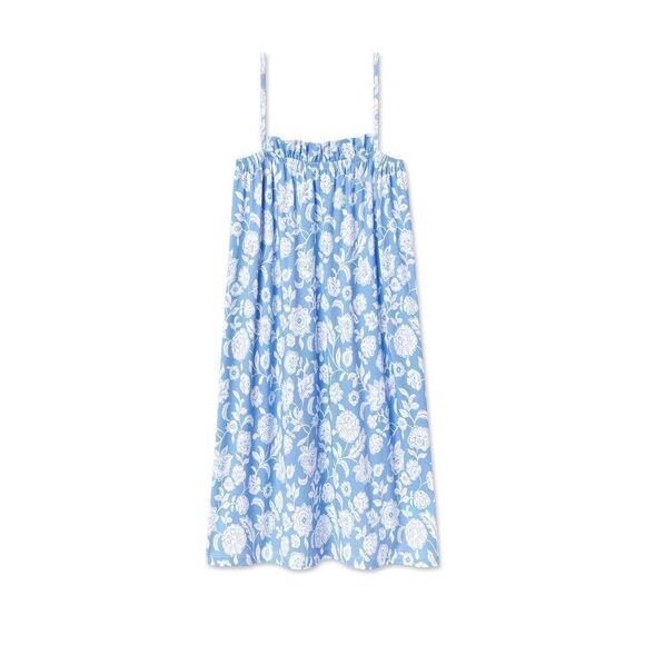 Lake Other - Lake Pajamas Pima Ruffle Nightgown Blue Floral XXL